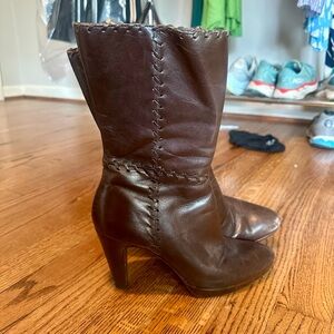 Antonio Melani Brown Leather Mid Calf Boots